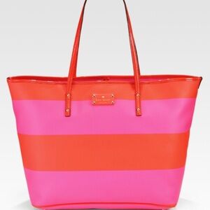 KATE SPADE boutique harmony stripe red pink tote